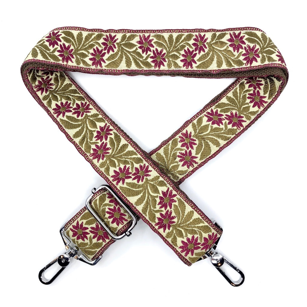 Floral Embroidered Adjustable Bag Strap