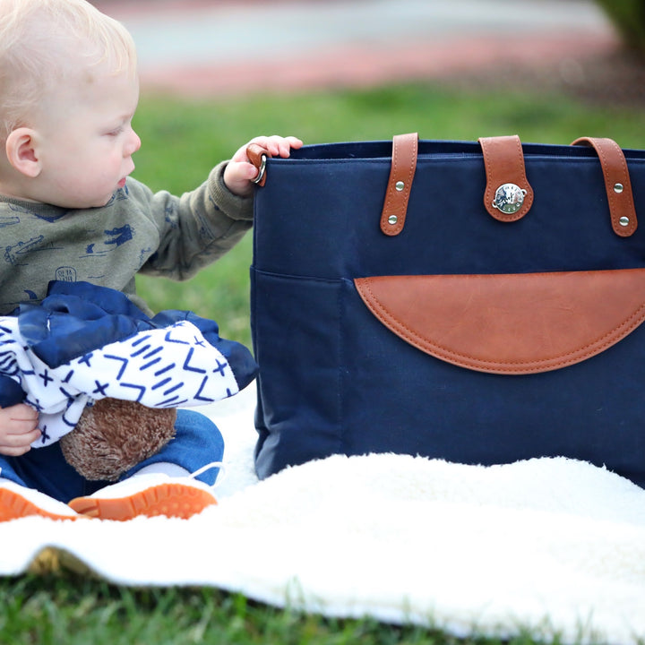 Navy canvas tote bag best sale