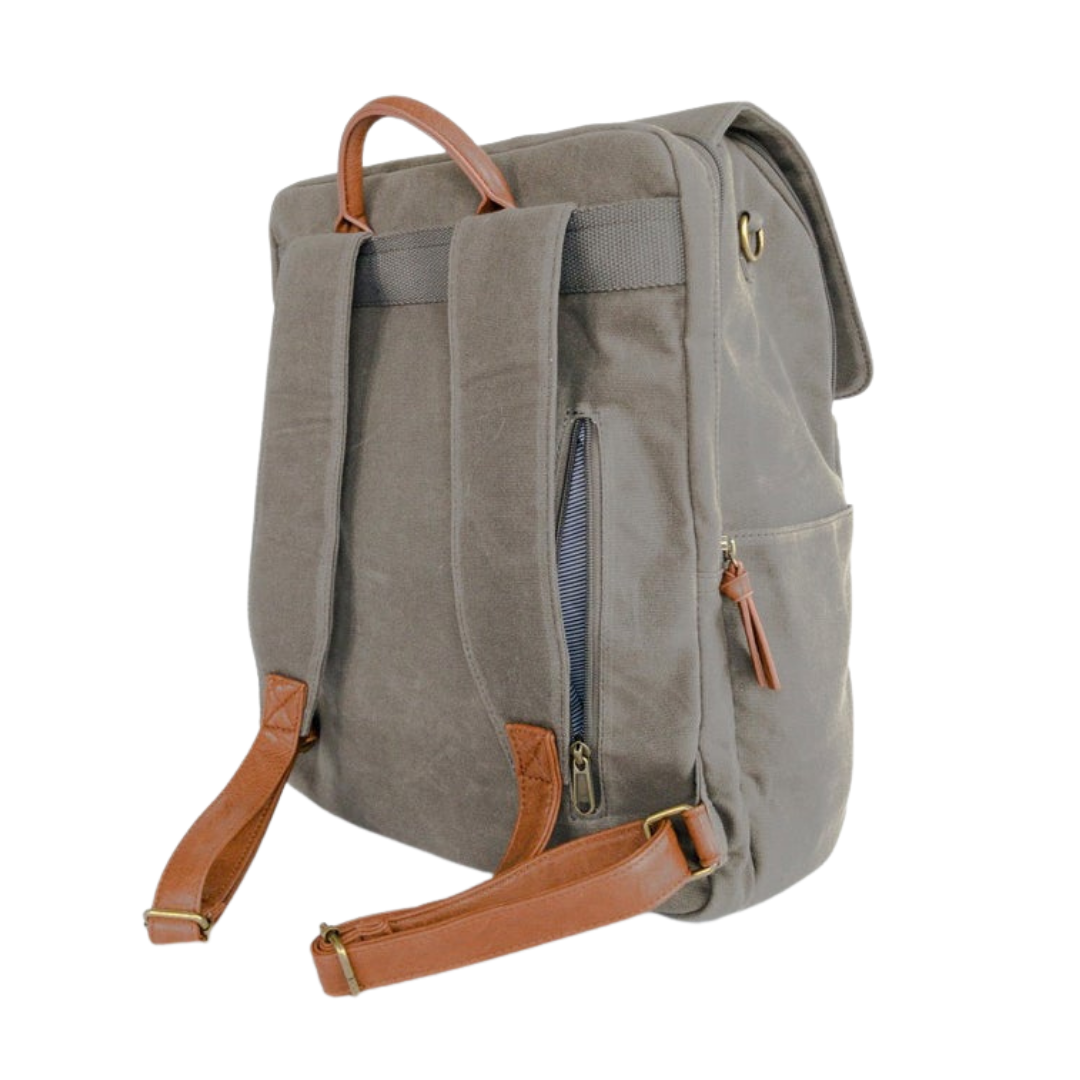 Grey Canvas Backpack with Laptop Compartment Momkindness